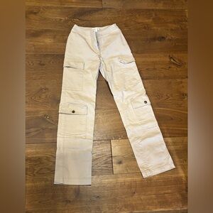 H&M Cotton Twill Carlo Pants, Size 2, Tan